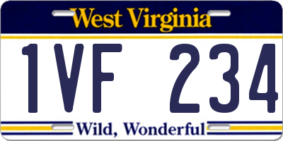 WV license plate 1VF234