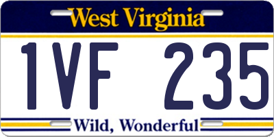 WV license plate 1VF235