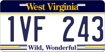 WV license plate 1VF243