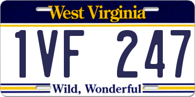 WV license plate 1VF247