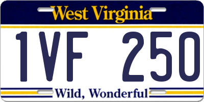 WV license plate 1VF250