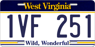 WV license plate 1VF251