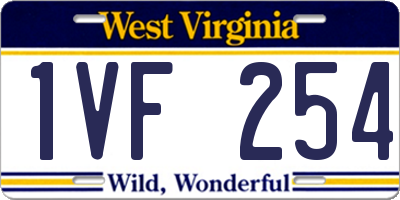 WV license plate 1VF254