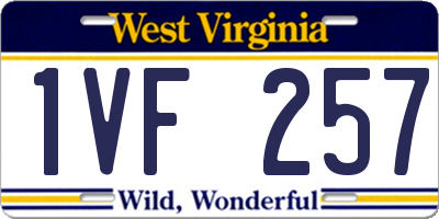 WV license plate 1VF257