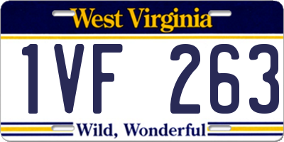 WV license plate 1VF263