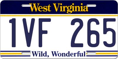 WV license plate 1VF265
