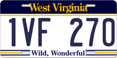 WV license plate 1VF270