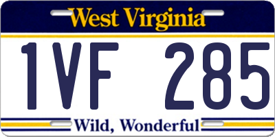WV license plate 1VF285