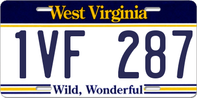 WV license plate 1VF287