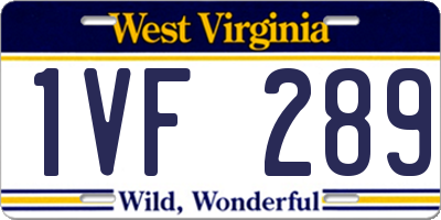 WV license plate 1VF289
