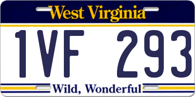 WV license plate 1VF293
