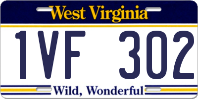 WV license plate 1VF302