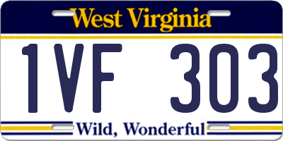 WV license plate 1VF303