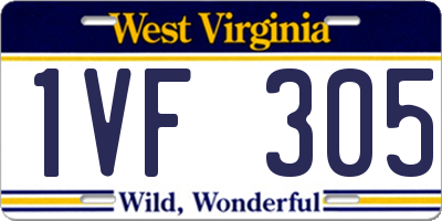 WV license plate 1VF305
