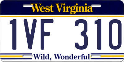WV license plate 1VF310
