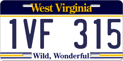 WV license plate 1VF315