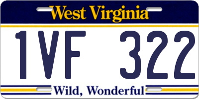 WV license plate 1VF322