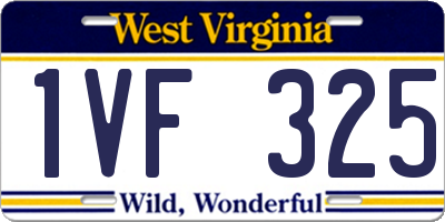 WV license plate 1VF325