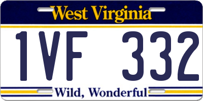 WV license plate 1VF332