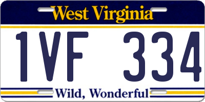 WV license plate 1VF334