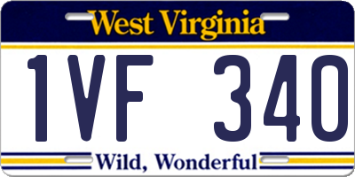 WV license plate 1VF340