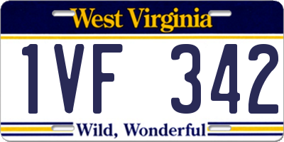 WV license plate 1VF342