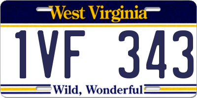 WV license plate 1VF343