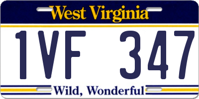 WV license plate 1VF347