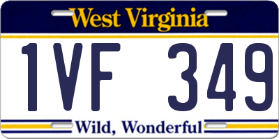 WV license plate 1VF349