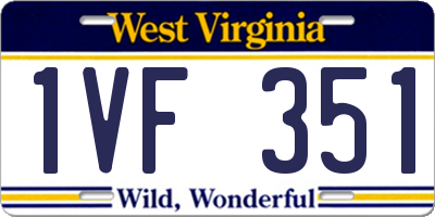WV license plate 1VF351