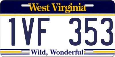 WV license plate 1VF353