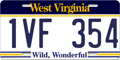 WV license plate 1VF354