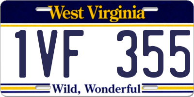 WV license plate 1VF355