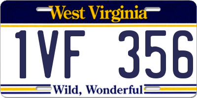 WV license plate 1VF356