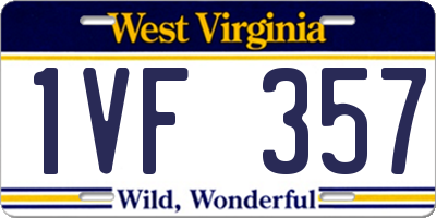 WV license plate 1VF357