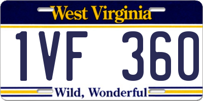 WV license plate 1VF360