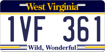 WV license plate 1VF361