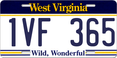 WV license plate 1VF365