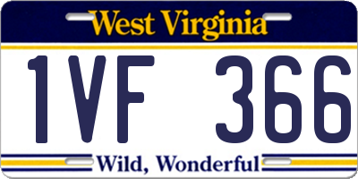 WV license plate 1VF366