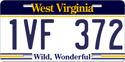 WV license plate 1VF372