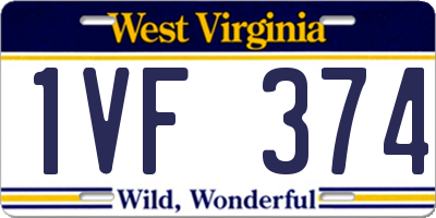 WV license plate 1VF374