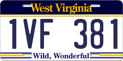 WV license plate 1VF381