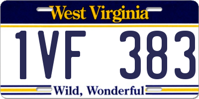 WV license plate 1VF383