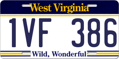 WV license plate 1VF386