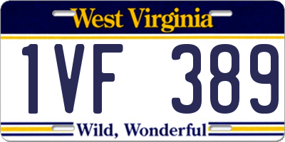 WV license plate 1VF389