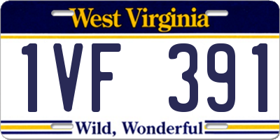 WV license plate 1VF391