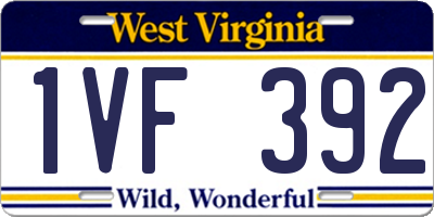 WV license plate 1VF392