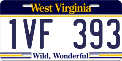 WV license plate 1VF393