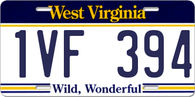 WV license plate 1VF394