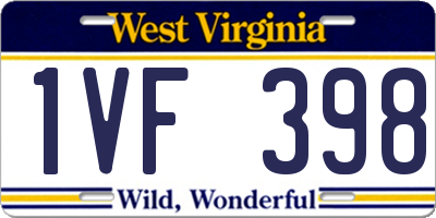 WV license plate 1VF398